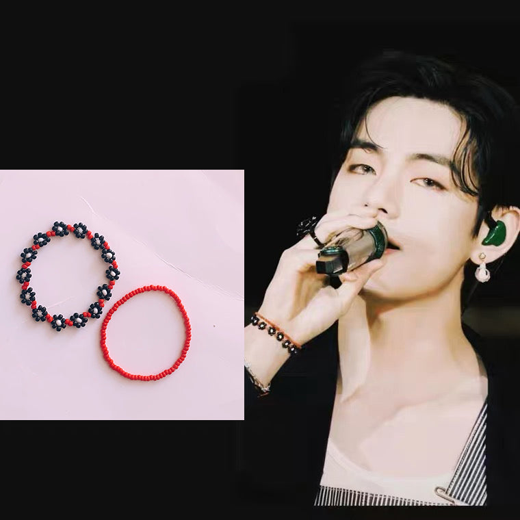 V Inspired Red Thread Bracelet BTS Taehyung Bracelet 