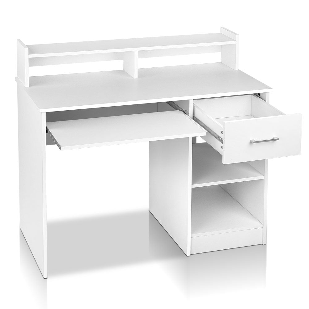 white desk with tower storage