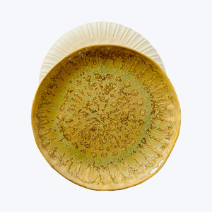 Faceted Ceramic Plate Large - Green Tea Default Title