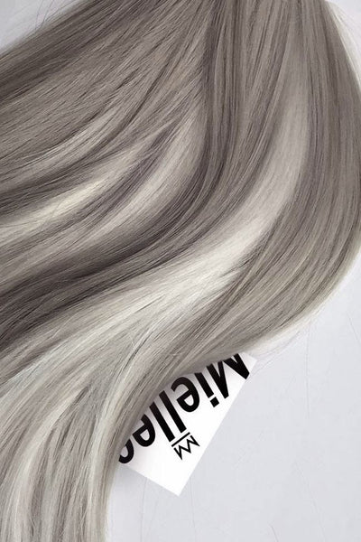 Medium Ashy Blonde Balayage 8 Piece Clip Ins Wavy Human Hair Miellee Hair Company