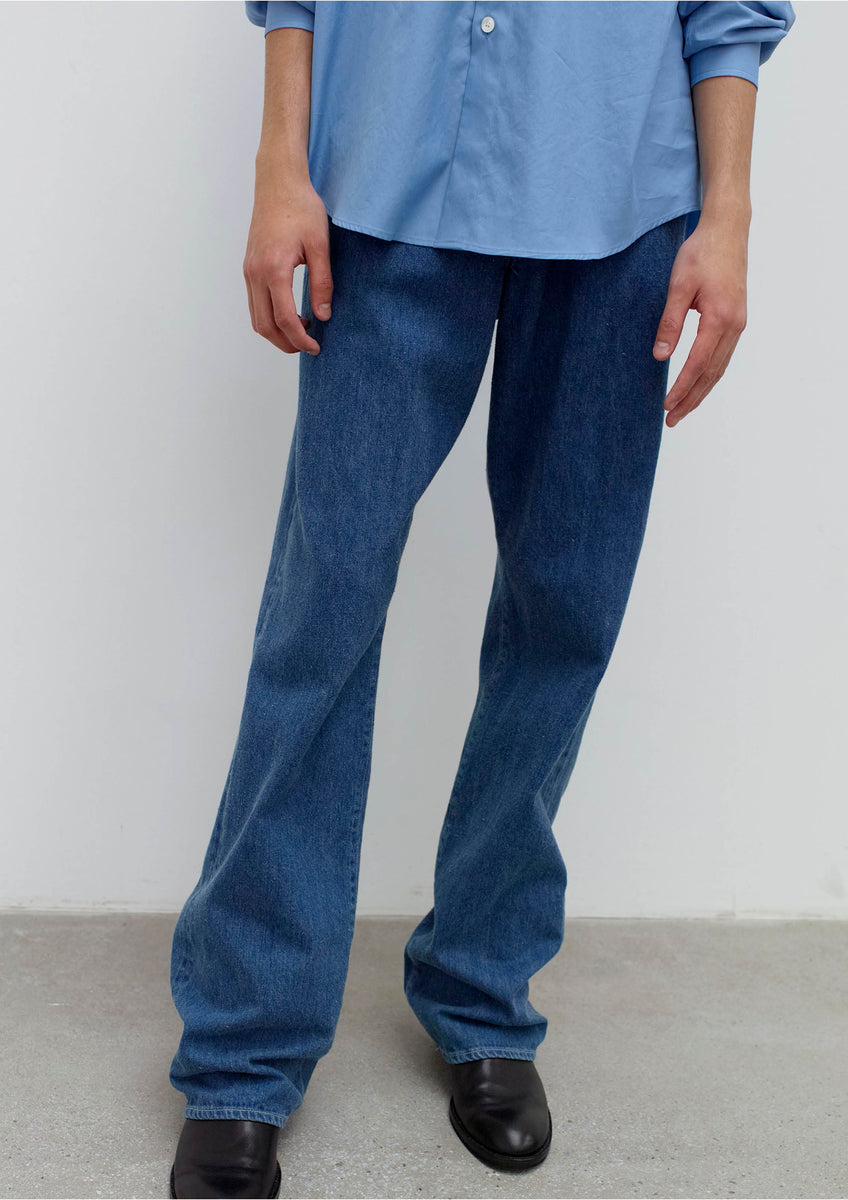 AURALEE - SELVEDGE LIGHT DENIM PANTS - LIGHT INDIGO