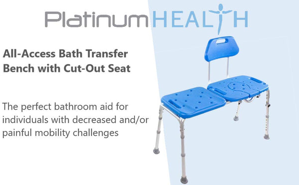 ALL-ACCESS Bath Transfer Bench with CUTOUT for Tub and Shower Transfers