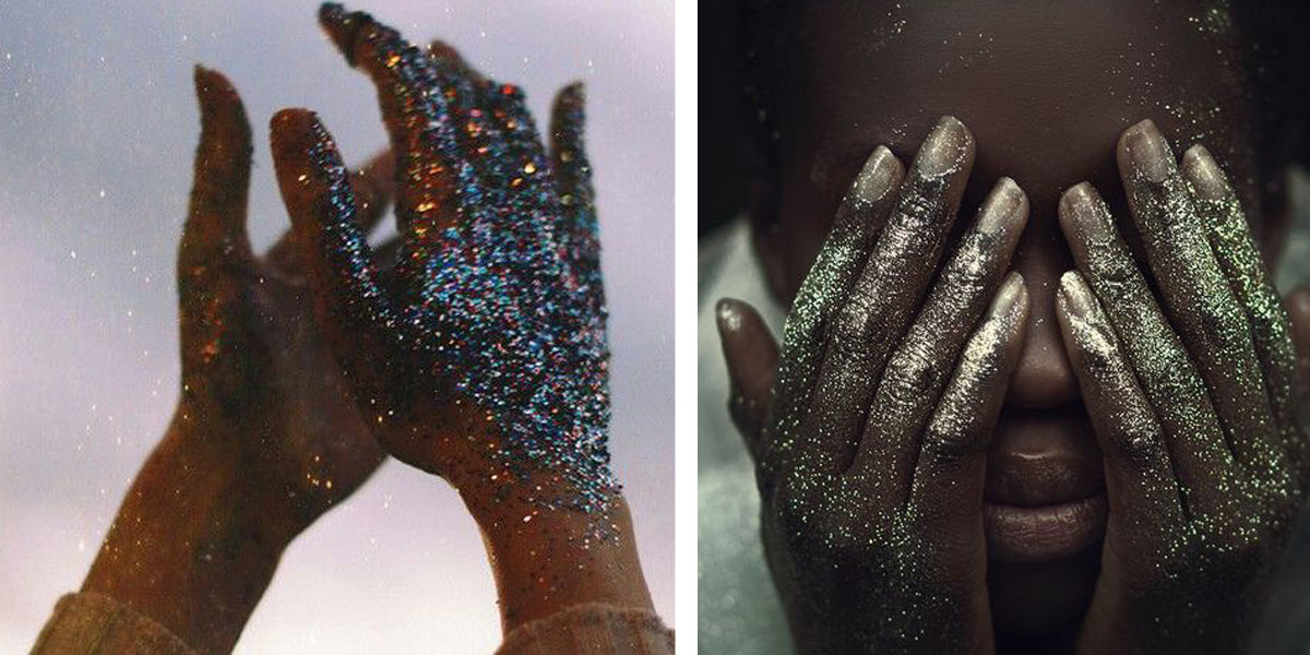Glow in the Dark Glitter shimmer hands