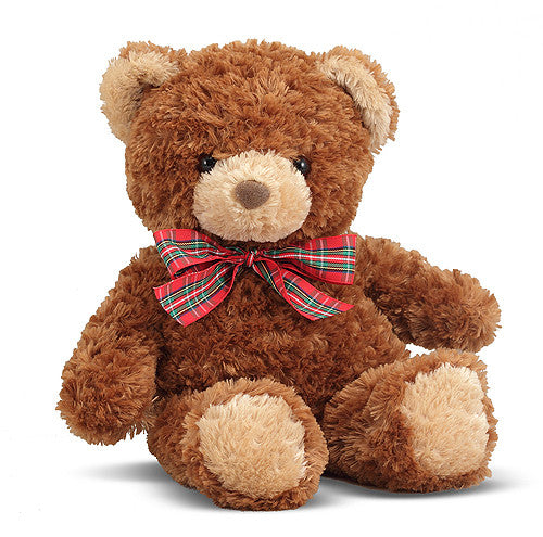 brown teddy bear with red bow tie