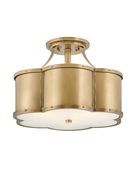 Hinkley - 4444HB - Three Light Semi-Flush Mount - Chance - Heritage Brass