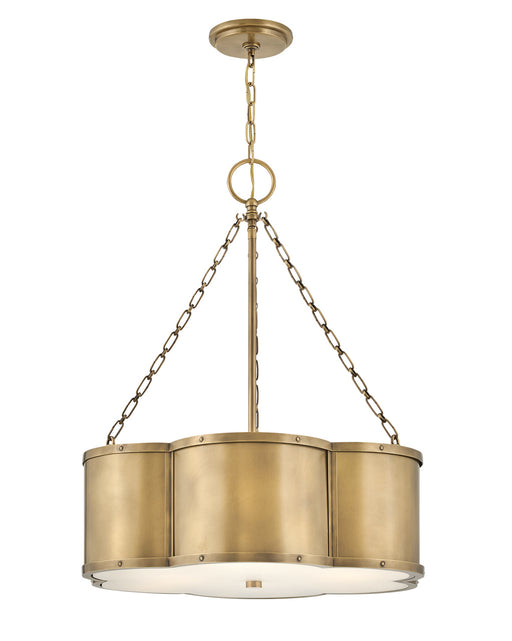 Hinkley - 4446HB - Three Light Pendant - Chance - Heritage Brass