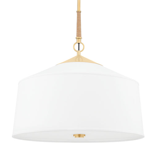 Hudson Valley - 5223-AGB - Three Light Pendant - White Plains - Aged Brass