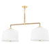 Hudson Valley - 5240-AGB - Two Light Island Pendant - White Plains - Aged Brass