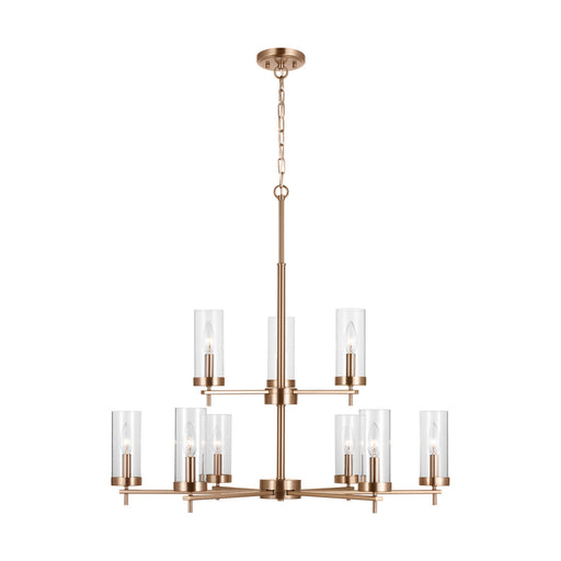 Generation Lighting - 3190309EN-848 - Nine Light Chandelier - Zire - Satin Brass