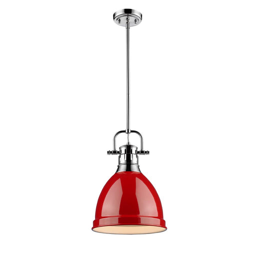 Golden - 3604-S CH-RD - One Light Pendant - Duncan - Chrome