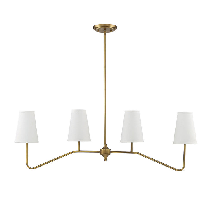 Meridian - M10078NB - Four Light Chandelier - Mchan - Natural Brass