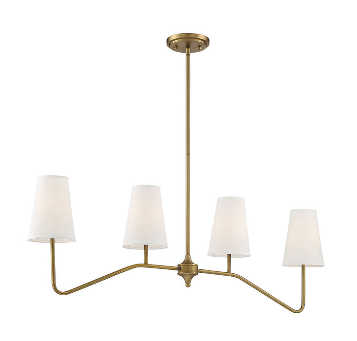 Meridian - M10078NB - Four Light Chandelier - Mchan - Natural Brass