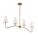 Meridian - M10078NB - Four Light Chandelier - Mchan - Natural Brass