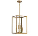 Meridian - M30008NB - Four Light Pendant - Natural Brass