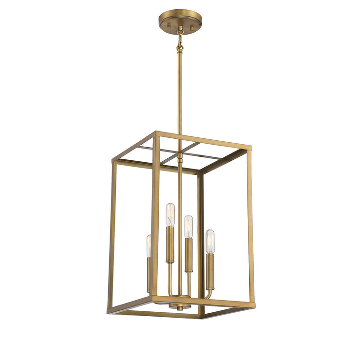 Meridian - M30008NB - Four Light Pendant - Natural Brass