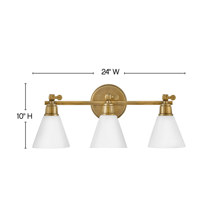 Hinkley - 51183HB - Three Light Vanity - Arti - Heritage Brass