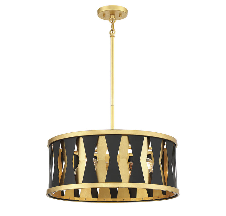 Savoy House - 7-1929-4-261 - Four Light Pendant - Kellerman - Matte Black with True Gold