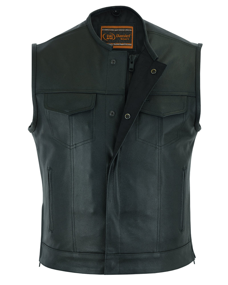 Upgraded Black Leather Motorcycle Vest