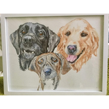 Load image into Gallery viewer, Custom Three Pet Portrait Watercolor Effect-2-Mooportraits