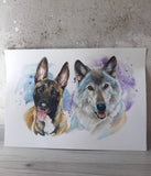 Load image into Gallery viewer, Custom Two Pet Portrait Watercolor Effect