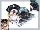 Load image into Gallery viewer, Custom Two Pet Portrait Watercolor Effect