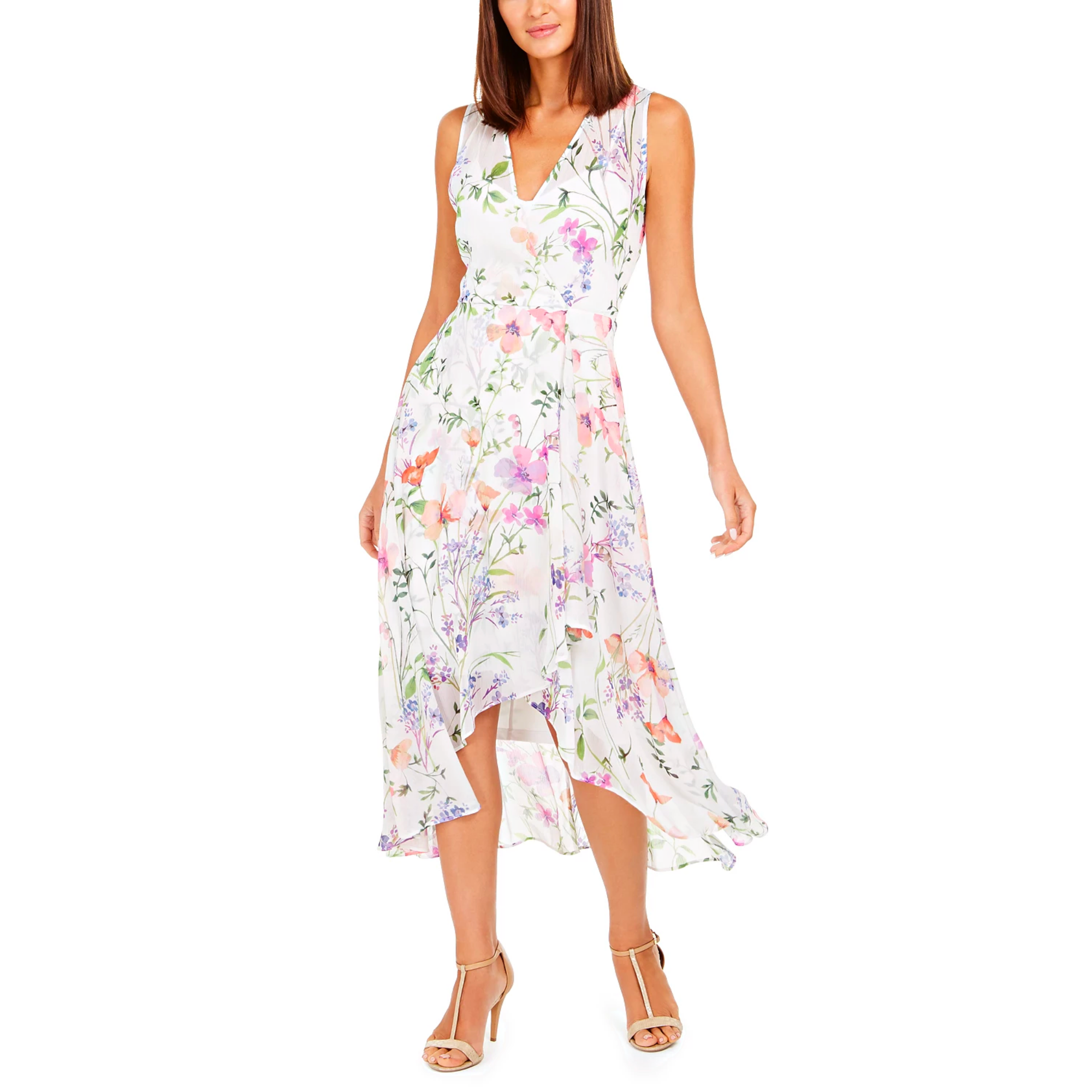 calvin klein high low floral dress