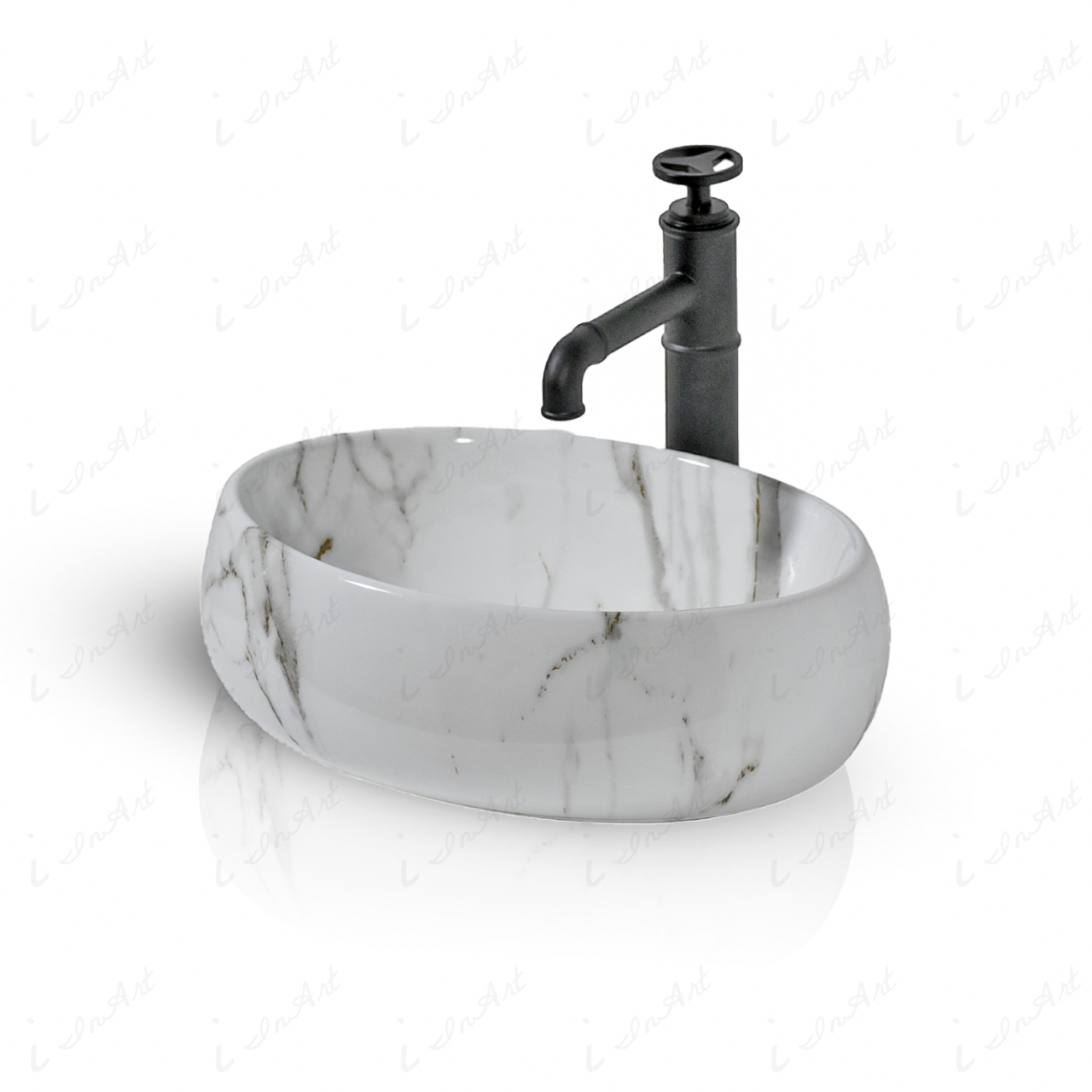 InArt Modern Table Top Wash Basin 40x31 CM Marble White | InArt-Studio