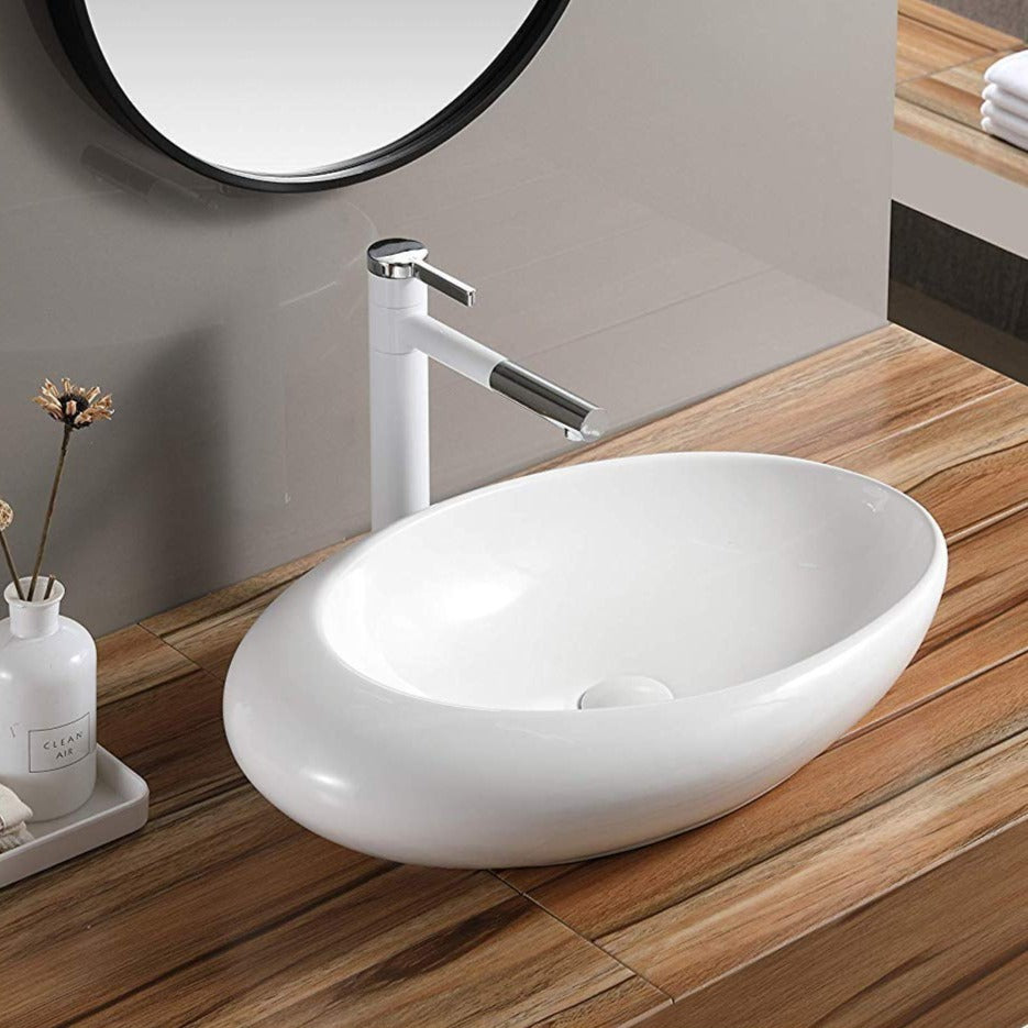 InArt Ceramic Counter or Table Top Wash Basin 50x30 CM White Color ...