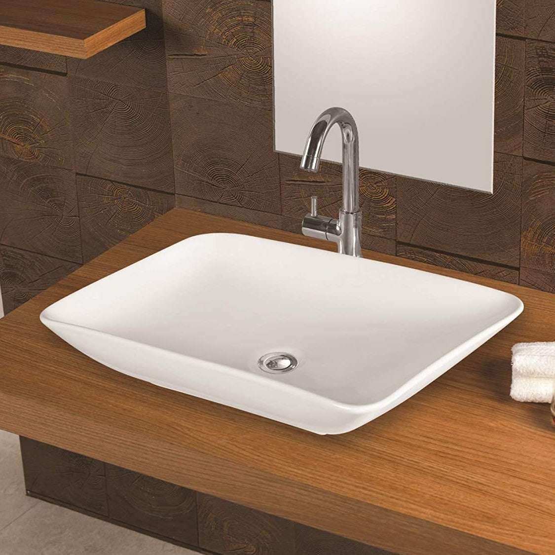 InArt Ceramic Counter or Table Top Wash Basin White 58x38 CM ...