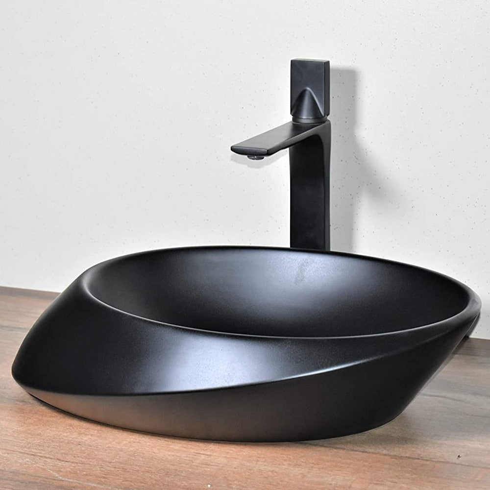 InArt Modern Table Top Wash Basin 52 x 38 CM Black Matt Design ...