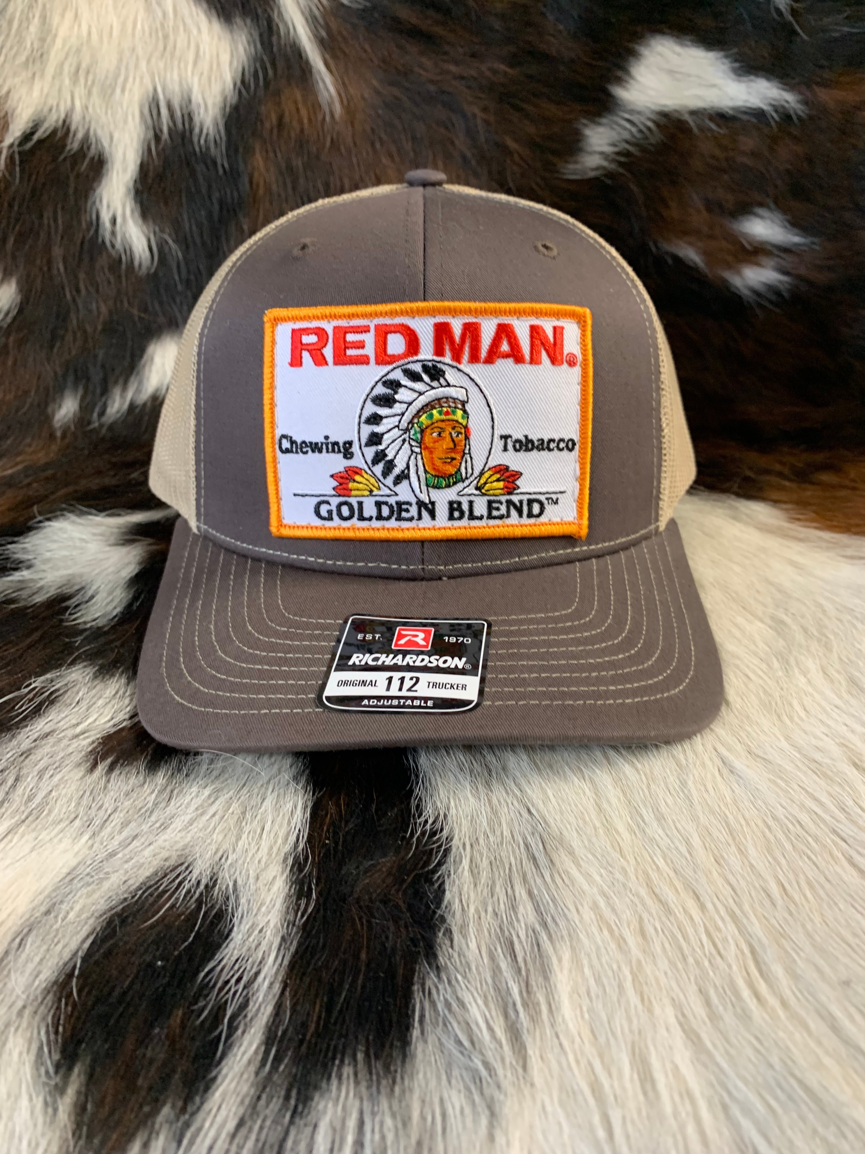 Historiker Print Vej Red Man Golden Blend Patch sewn on the new Richardson 112 SnapBack Tru –  Good Head Hat Co