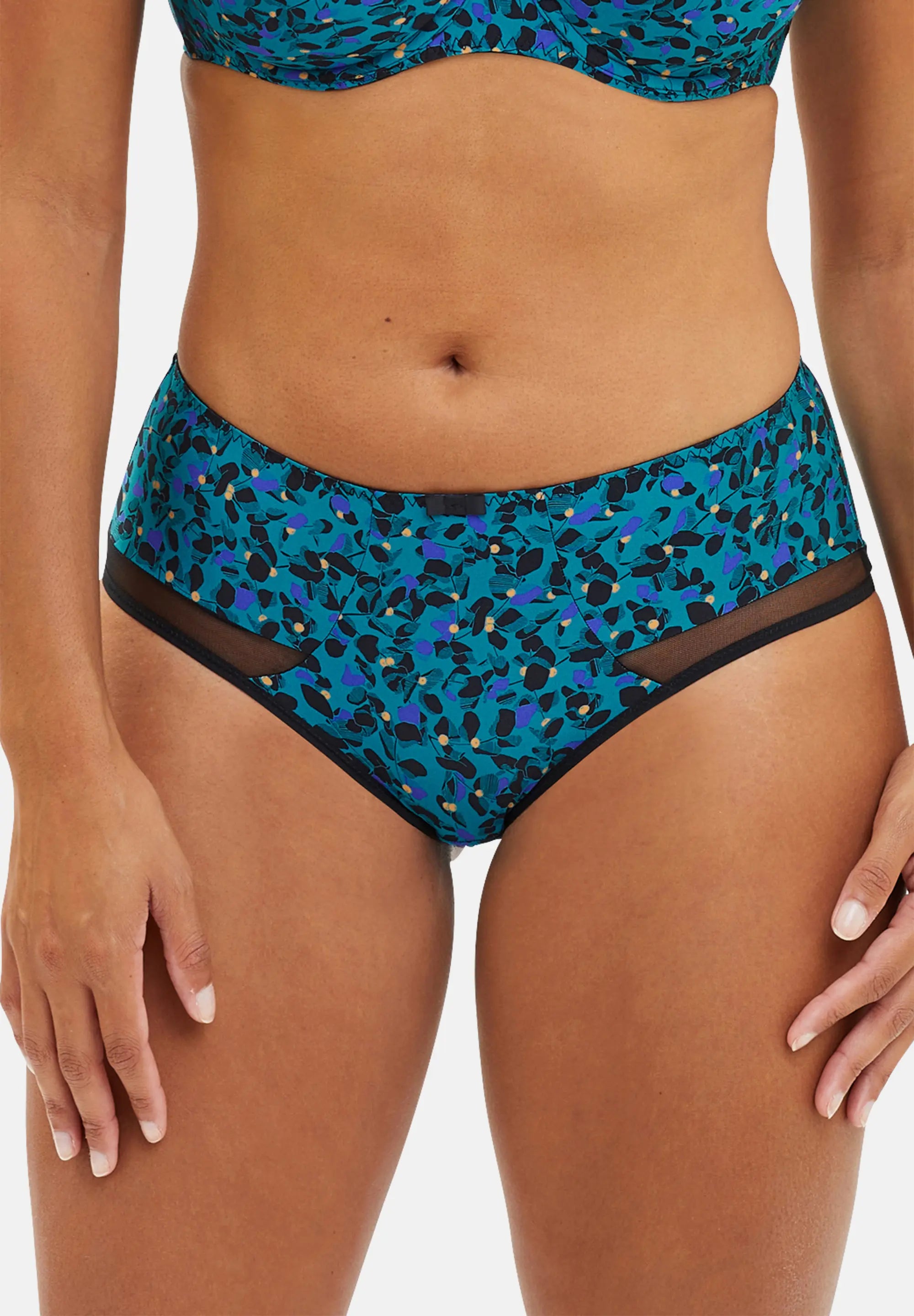 Shorty Complice Imprimé Floral Bleu Émeraude