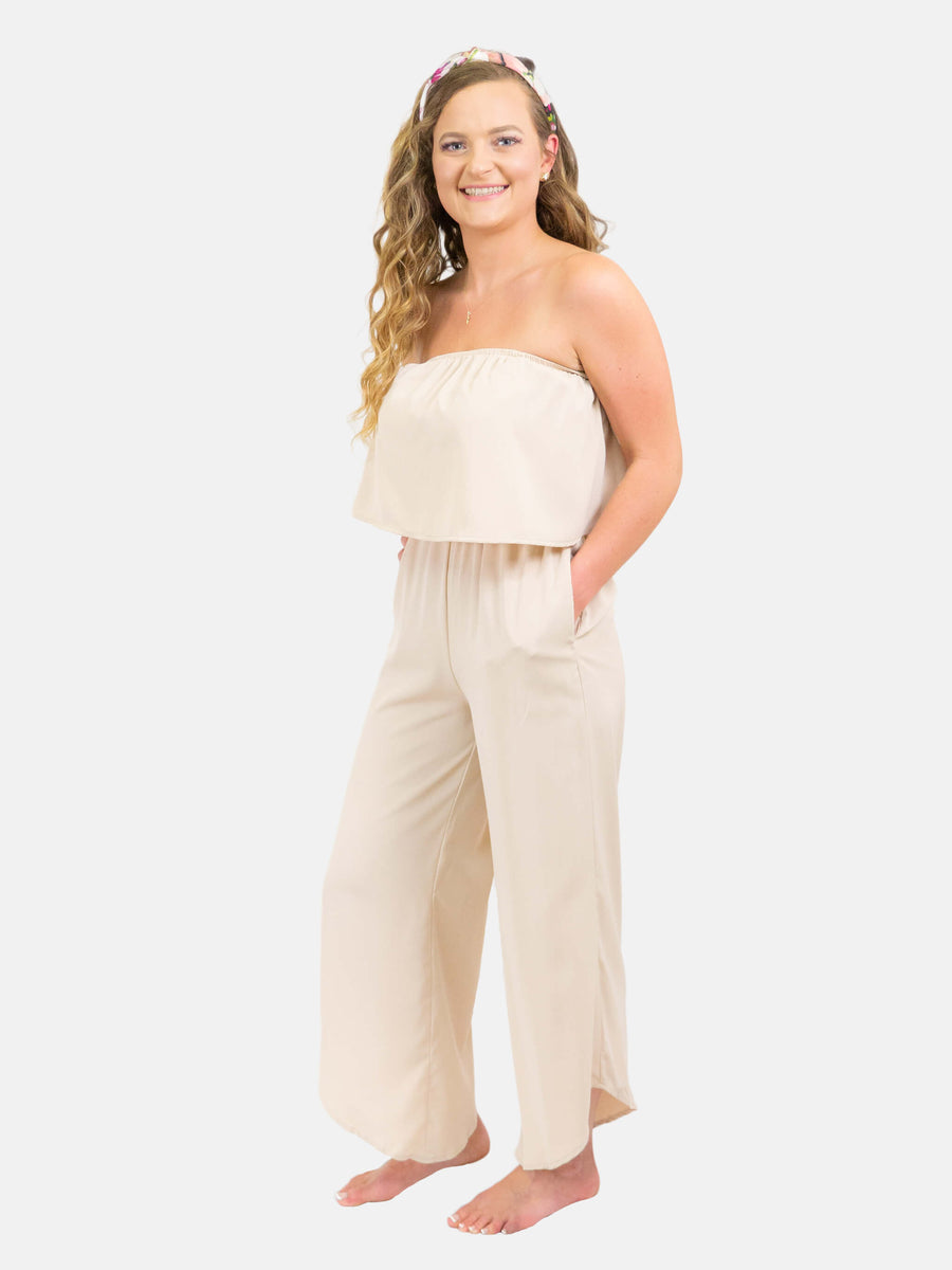 erger maken Competitief oorsprong Strapless Ruffle Jumpsuit – Casual Camel Boutique