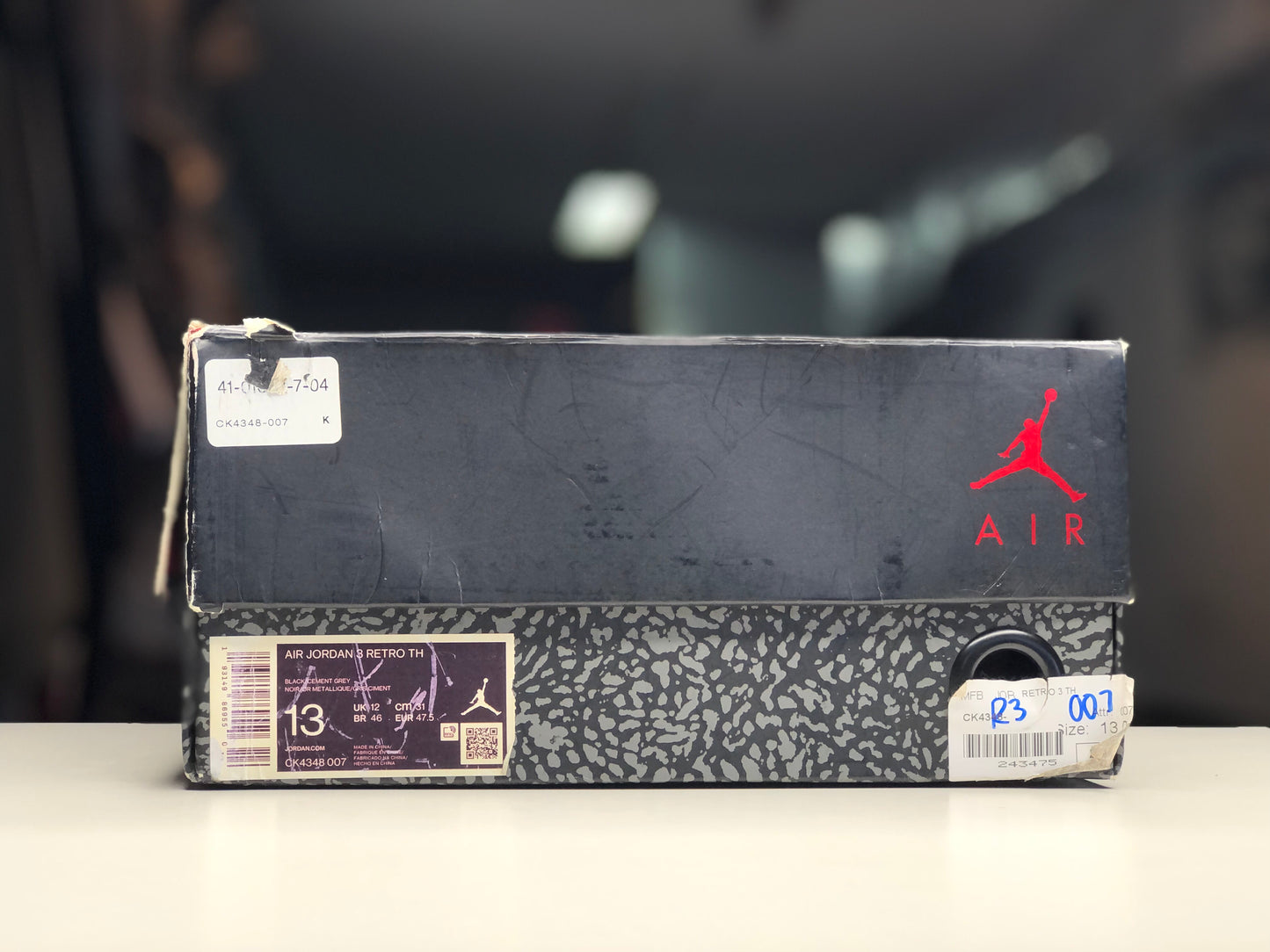 Jordan 3 Tinker Black Cement Gold Size 13