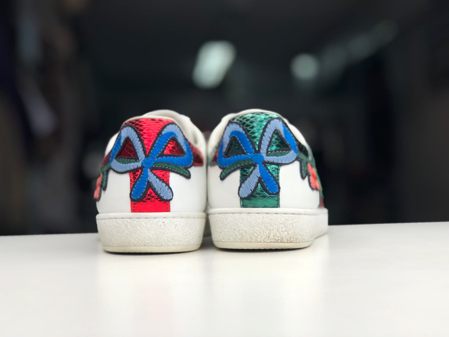 Gucci Ace Stripe Flower Sneaker Size 7G