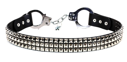 3 ROW PYRAMID STUDS AND HANDCUFF BELT