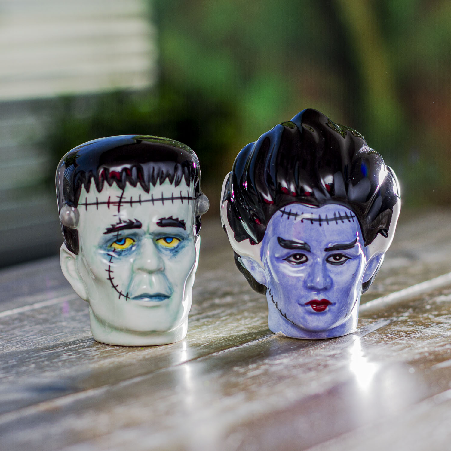 MR & MRS FRANKENSTEIN SALT AND PEPPER SHAKERS