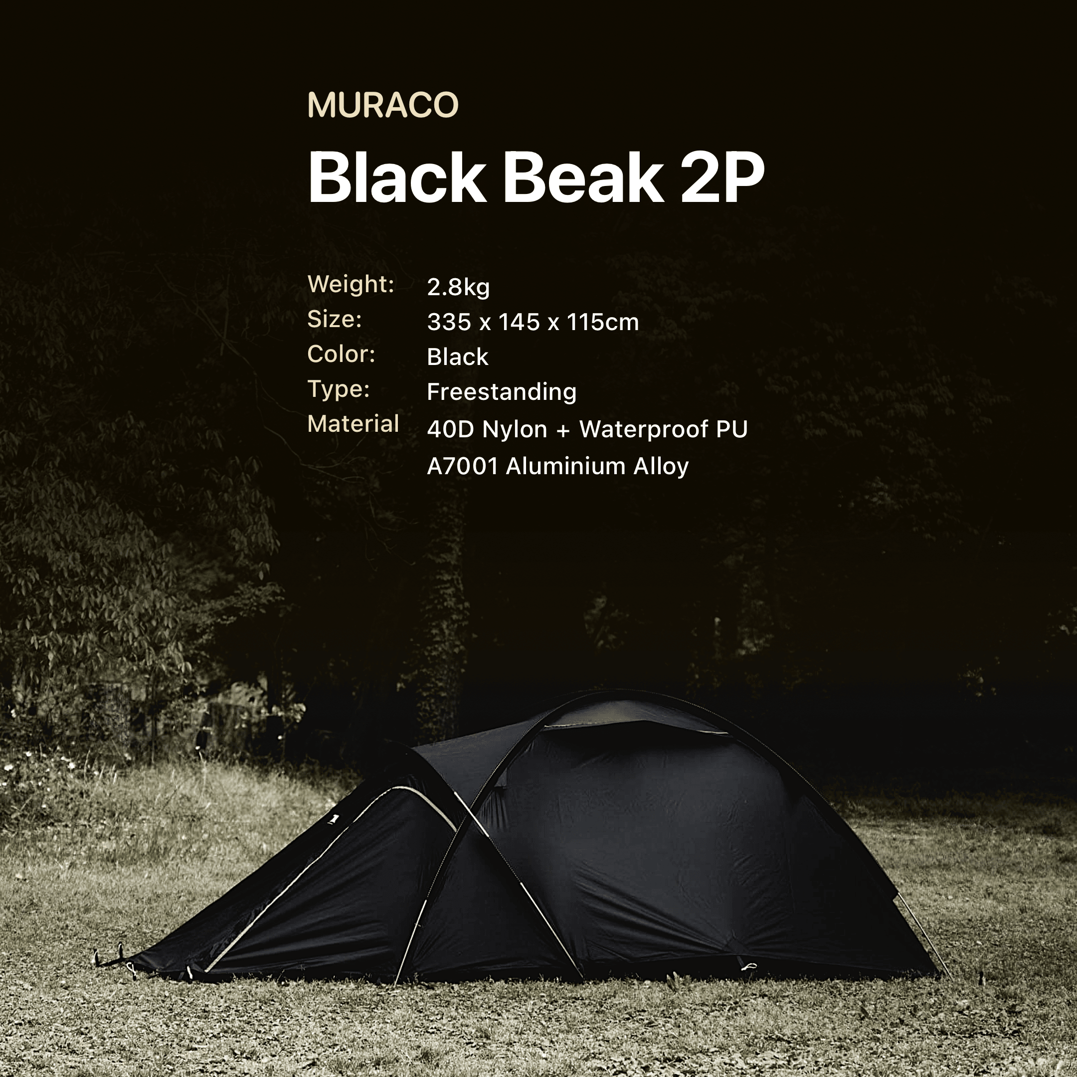 Muraco Black Beak 2P Tent ｜黑色二人營