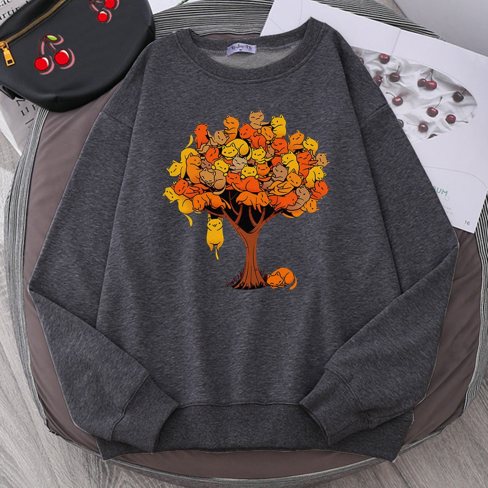 fall cat embroidered sweatshirt