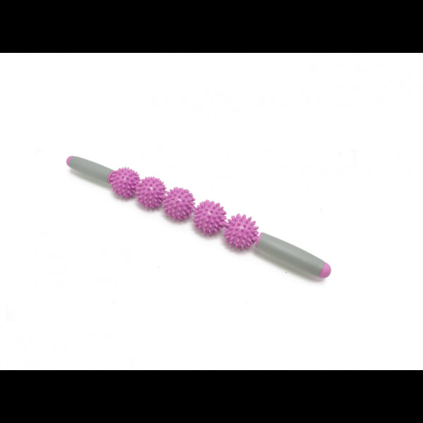 Roller masaj, stick, 5 bile zimtate, roz, multifunctional, decontracturare, anticelulitic, relaxare (cod R121-2)