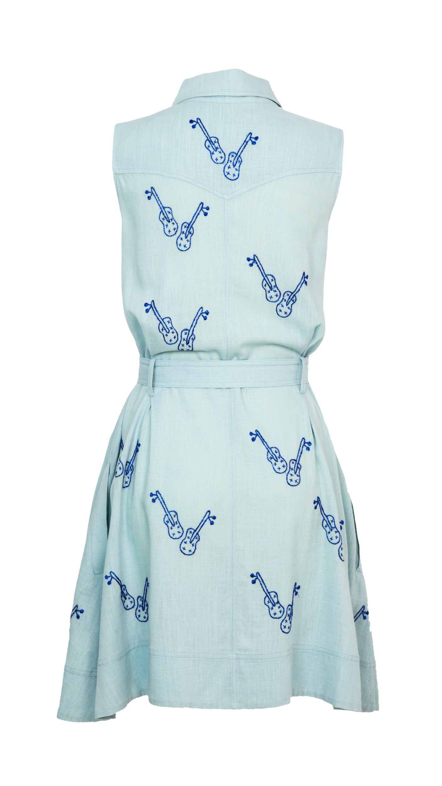 Cacela Short Dress - Mint Mettalic-Blue
