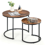 Set Of 2 Modern Round Stacking Nesting Coffee Tables