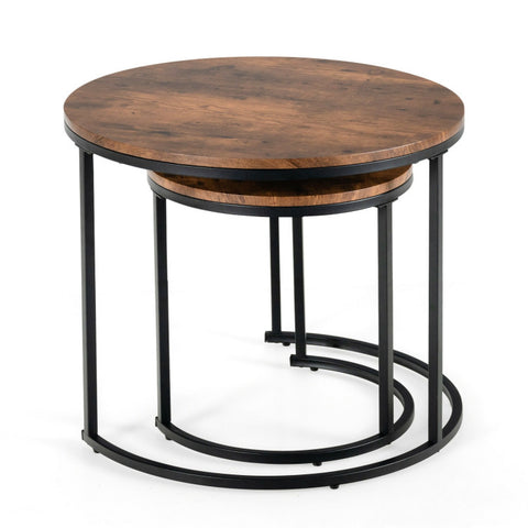Set Of 2 Modern Round Stacking Nesting Coffee Tables