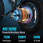 500W 20" Fat Tire Folding Ebike Bicycle