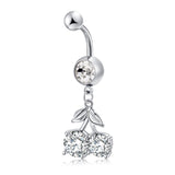 Cherry shape zircon  Sexy Dangle Navel Piercing Rings  Surgical Steel Belly Button Rings Rhinestone Body Jewelry 