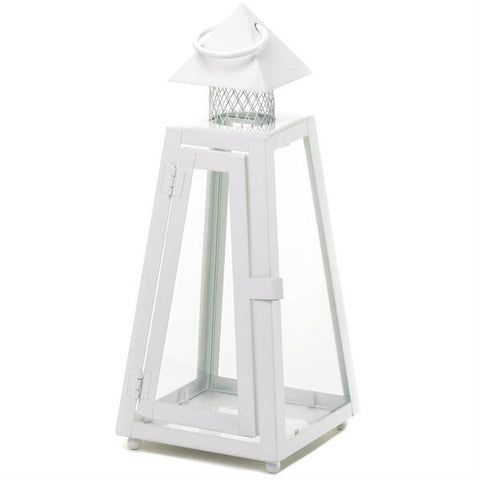 Accent Plus White Pyramid Candle Lantern - 11.5 inches