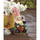 Accent Plus Gnome with Flower Solar Garden Statue