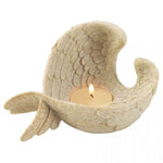 Accent Plus Stone-Look Angel Wings Tealight Candle Holder