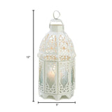 Accent Plus Lacy Cutout White Candle Lantern - 12 inches