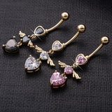 Hot Navel Piercing Angel Heart Zircon Crystal Belly Button Piercings  Love Crystal Stone Beads Gold Piercing Body Ring Jewelry